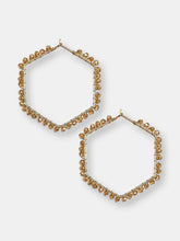 Load image into Gallery viewer, Champagne Glass Bead Hexagon Hoop Earring