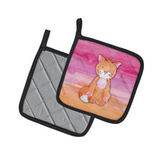 Load image into Gallery viewer, Orange Cat Watercolor Pair of Pot Holders