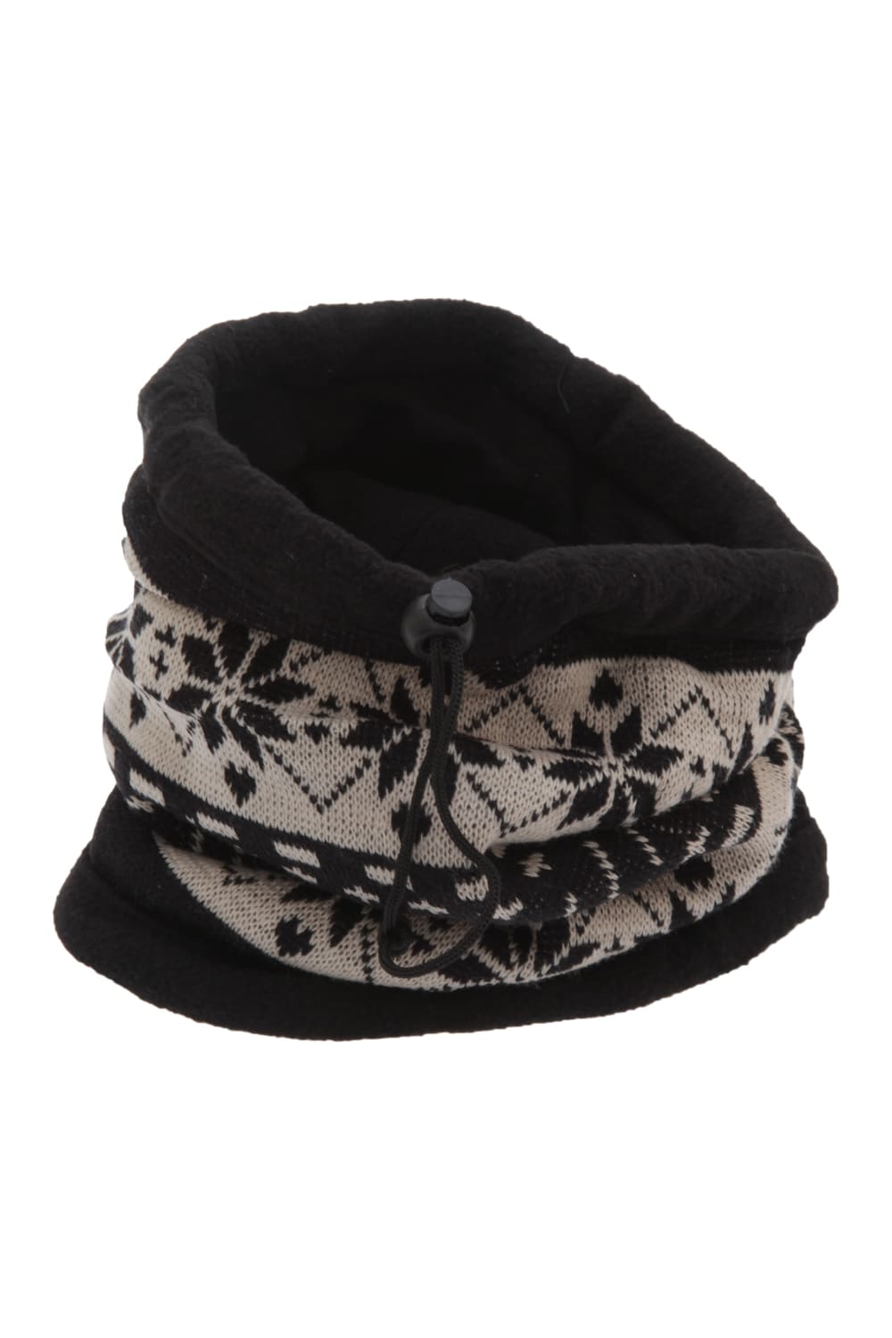 Unisex Patterned Snowflake Design Multifunctional Winter Hat / Snood / Mask (Black/Beige)