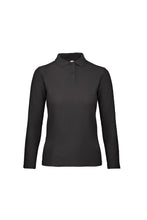 Load image into Gallery viewer, B&amp;C ID.001 Womens/Ladies Long Sleeve Polo (Jet Black)