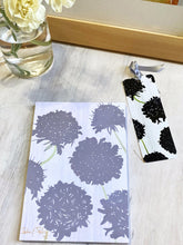 Load image into Gallery viewer, Notepad &amp; Bookmark: Black Scabiosa on Snow