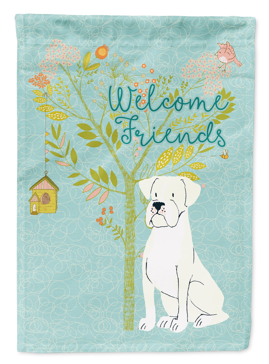 28 x 40 in. Polyester Welcome Friends White Boxer Flag Canvas House Size 2-Sided Heavyweight