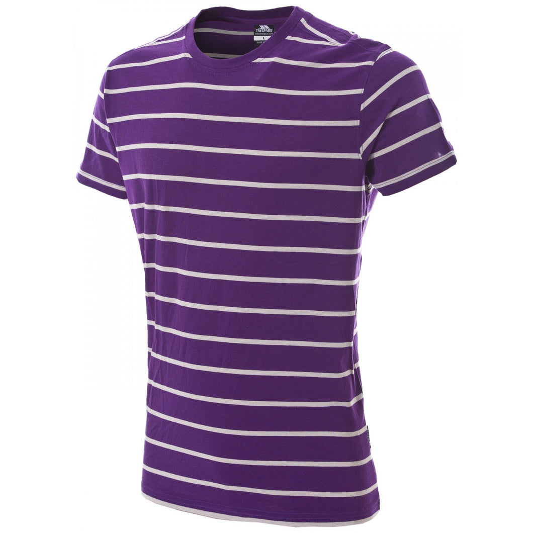 Mens Dafoe Short Sleeve Striped T-Shirt - Purple Stripe