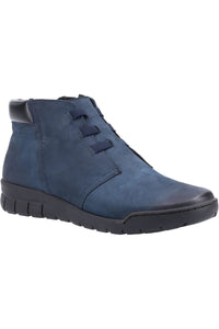 Womens/Ladies Carmen Leather Ankle Boots - Navy