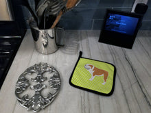 Load image into Gallery viewer, English Bulldog Checkerboard Green Pair of Pot Holders