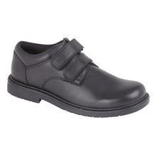 Load image into Gallery viewer, Roamers Boys Twin Touch Fastening Casual Leather Shoe (Black)