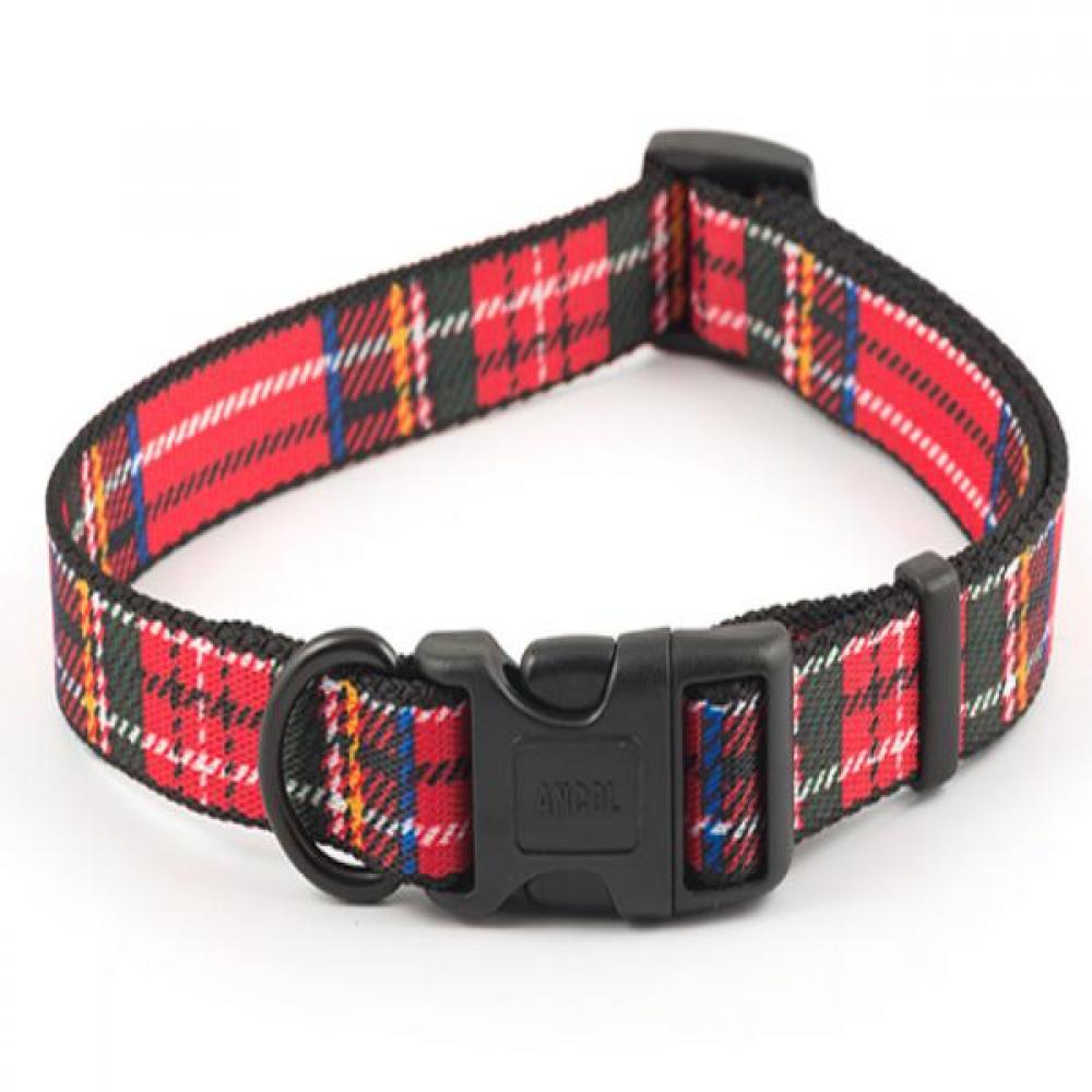 Ancol Nylon Tartan Adjustable Dog Collar (Red) (7.9-11.8in)