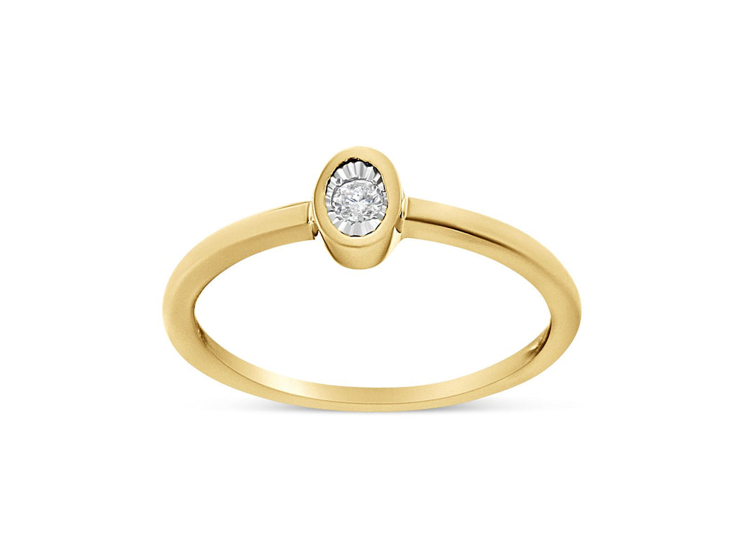 14K Yellow Gold Plated .925 Sterling Silver 1/20 Cttw Miracle Set Diamond Ring (J-K Color, I1-I2 Clarity)