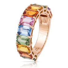 Load image into Gallery viewer, 3/4 Large Eternity Rainbow Emerald Cut Band