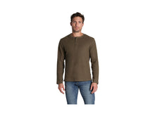 Load image into Gallery viewer, Brushed Waffle Fleece Henley Tee - Brown