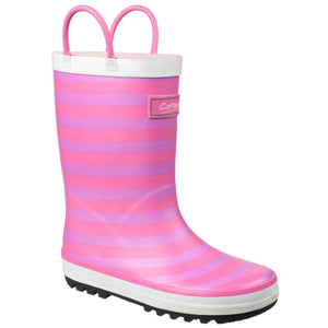 Cotswold Childrens/Kids Captain Striped Wellington Boots (Pink)
