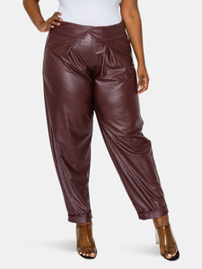 Collared Faux Leather Pants w/ Pockets
