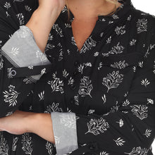 Load image into Gallery viewer, Plus Size Pleated Long Sleeve Leaf Print Blouse