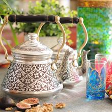 Load image into Gallery viewer, Handmade Turkish Double Boiler Conic Tin Plated Copper Teapot