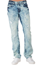Load image into Gallery viewer, Men&#39;s Slim Straight Premium Jeans Light Blue Destroyed &amp; Mended