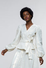 Load image into Gallery viewer, Lou Wrap Top / Gold on Milk Linen