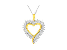 Load image into Gallery viewer, 10k Yellow Gold Plated Sterling Silver 2 1/5 cttw Lab-Grown Diamond Heart Pendant Necklace
