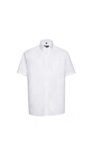 Load image into Gallery viewer, Russell Collection Mens Short Sleeve Easy Care Tailored Oxford Shirt (White)