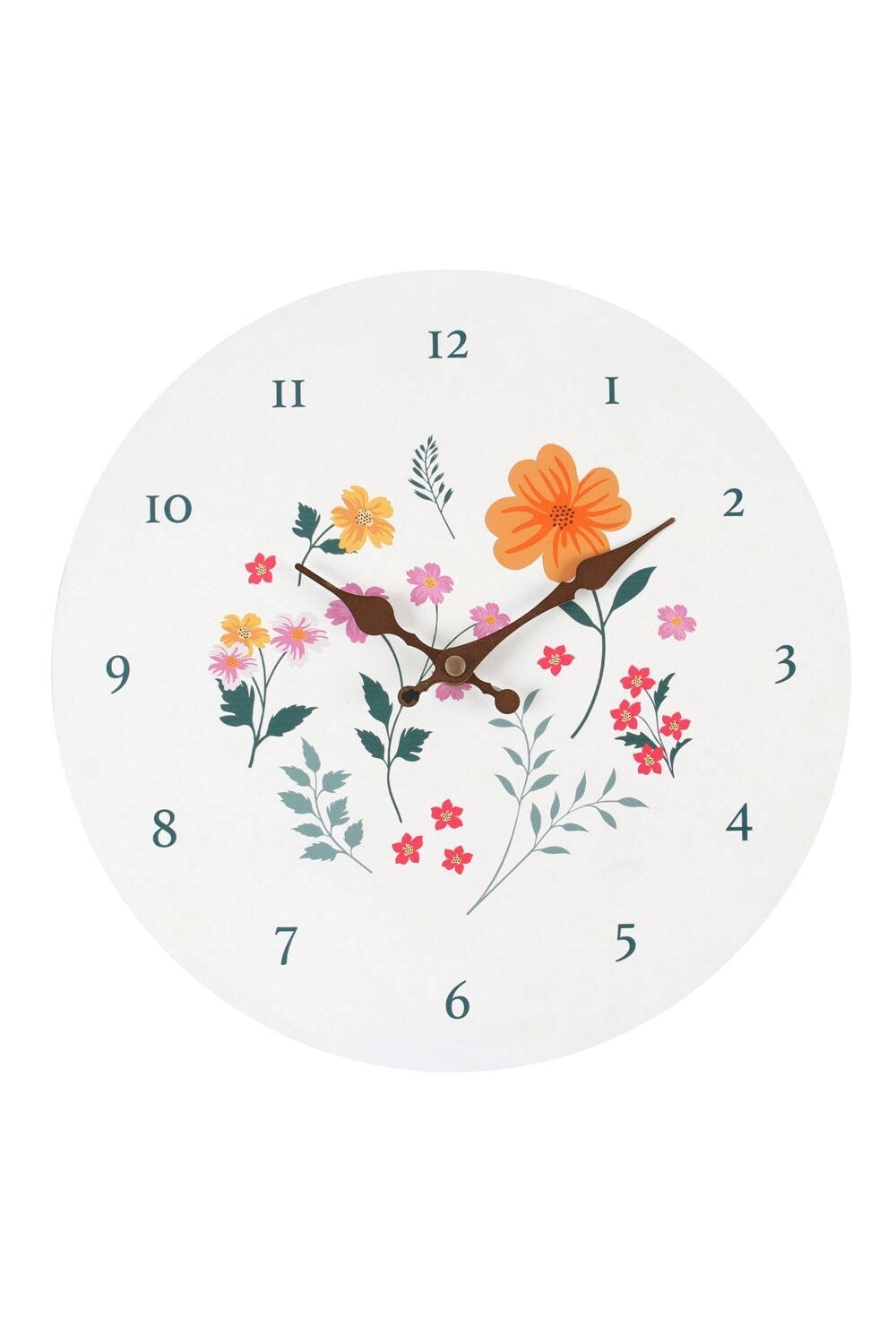 Botanical MDF Floral Wall Clock - One Size