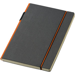 JournalBooks Cuppia Notebook (Pack of 2) (Solid Black/Orange) (8 x 5.7 x 0.6 inches)