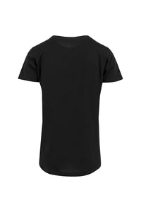 Mens Shaped Long Short Sleeve T-Shirt - Black