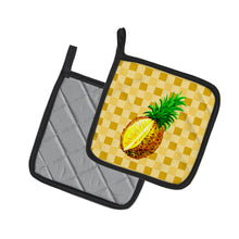 Load image into Gallery viewer, Whole Pineapple Cut on Basketweave Pair of Pot Holders