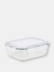 Michael Graves Design 51 Ounce High Borosilicate Glass Rectangle Food Storage Container with Indigo Rubber Seal