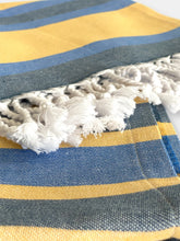 Load image into Gallery viewer, Samara Blue &amp; Yellow Turkish Towel