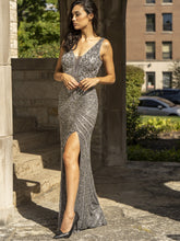 Load image into Gallery viewer, 29528 - Thigh High Slit Beaded Gown