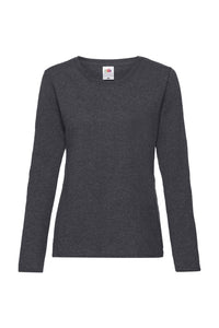 Fruit Of The Loom Ladies Lady-Fit Valueweight Long Sleeve T-Shirt (Dark Heather)