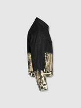 Load image into Gallery viewer, Shorter Classic Black Denim Jacket with Champagne Gold Foil
