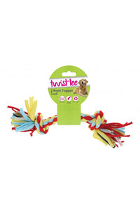 Happy Pet Twist-Tee 2 Knot Dog Toy (Multicolored) (11.5 x 2.5 x 2in)