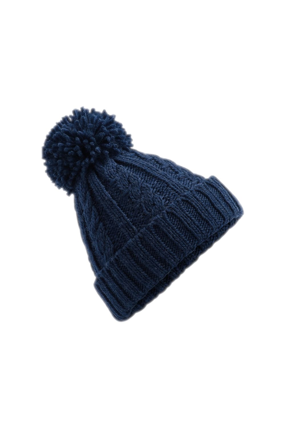 Cable Knit Melange Beanie (Navy)