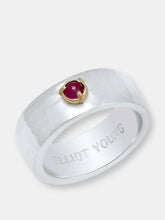 Load image into Gallery viewer, &quot;Liquid Metal&quot; Sterling Silver Wide Hammered Band with Natural Rose Cut Diamond, Gemstone, Or Pearl