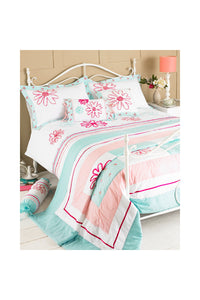 Riva Home Harriet Duvet Sheet and Pillowcase Set (Duck Egg/Pink) (King) (UK - Super King)