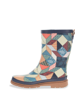 Women's Patchwork Mid Rain Boot