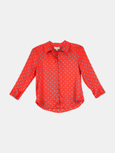 Load image into Gallery viewer, L&#39;agence Women&#39;s Red / Navy Silk Ogee Button Down Casual Button-Down Shirt - XS