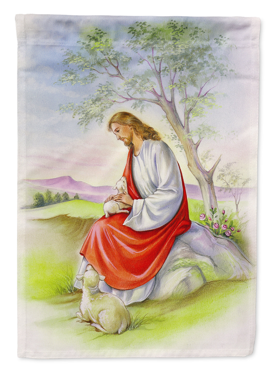 Jesus With Lamb Garden Flag 2-Sided 2-Ply