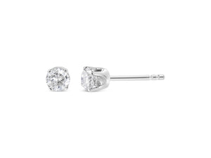 14K White Gold 1/5 Cttw Round Brilliant-Cut Near Colorless Diamond Classic 4-Prong Stud Earrings
