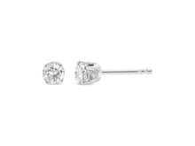 Load image into Gallery viewer, .925 Sterling Silver 3/8 Cttw Round Brilliant-Cut Diamond Classic 4-Prong Stud Earrings