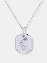 Load image into Gallery viewer, Aquarius Water-Bearer Amethyst &amp; Diamond Constellation Tag Pendant Necklace In Sterling Silver