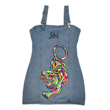 Load image into Gallery viewer, Neon Tiger - Hand-Painted Denim Dress