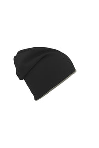 Extreme Reversible Jersey Slouch Beanie - Black/Grey