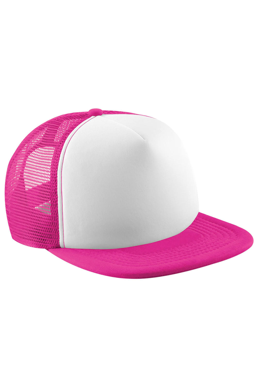 Beechfield Vintage Plain Snap-Back Trucker Cap (Pack of 2) (Fuchsia/White)