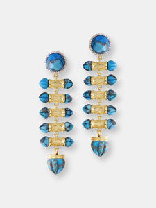 Twisted Rays Turquoise & Diamond Dangle Earrings In 14K Yellow Gold Plated Sterling Silver