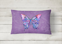Load image into Gallery viewer, 12 in x 16 in  Outdoor Throw Pillow Butterfly on Purple Canvas Fabric Decorative Pillow