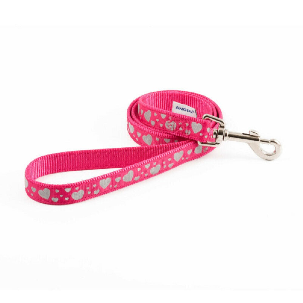 Ancol Fashion Heart Dog Lead (Pink/White) (One Size)