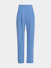 Load image into Gallery viewer, Blue Pleated Wide-Leg Pants