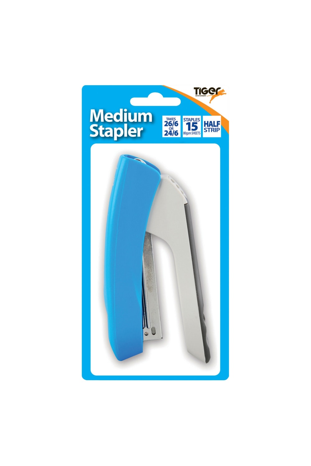 Tiger Stationery Stapler (Pack of 6) (Blue) (9.2cm x 23cm x 22.3cm)