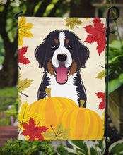 Load image into Gallery viewer, 11 x 15 1/2 in. Polyester Bernese Mountain Dog Thanksgiving Garden Flag 2-Sided 2-Ply